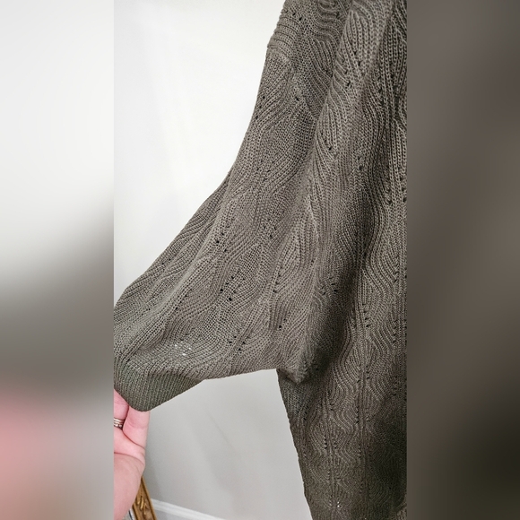 WINWARD Open Knit Camp Collar Button Down Short Sleeve Shirt. Olive. XL NWT - Picture 14 of 16